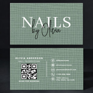 Nail Specialist Linen Sage Green QR Code   Business Card