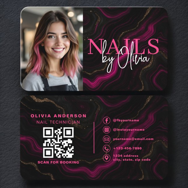  Nail Specialist Photo QR Code Business Card (Creator Uploaded)