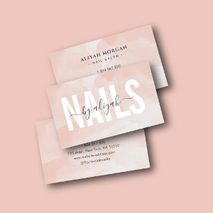 Nail Specialist Typography Blush Pink Watercolor Business Card