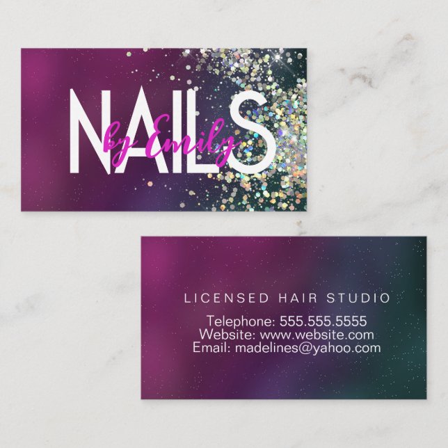Nail Studio Designer Galaxy Art Business Card (Front/Back)