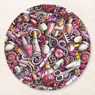 Nail Studio Pattern Round Paper Coaster