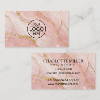 Nail Studio Quartz Pink Glitter Gold Business Card