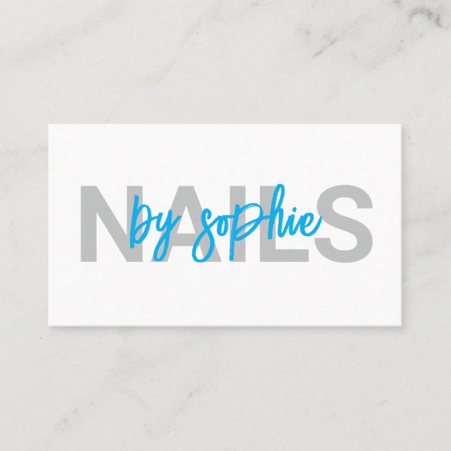 Nail Tech Blue White Business Card (Front)
