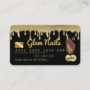 Nail Tech Dripping Gold Glitter Luxury Credit Card