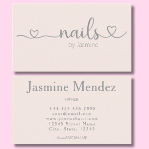 Nail Tech Earthy Champagne Pink Manicurie Salon Business Card