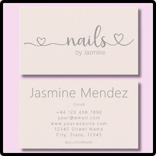 Nail Tech Earthy Champagne Pink Manicurie Salon Business Card