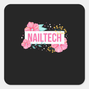 Nail Tech Flower Square Sticker