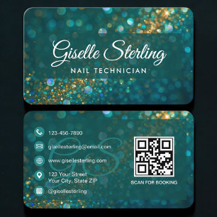 Nail Tech Green QR Code Business Card
