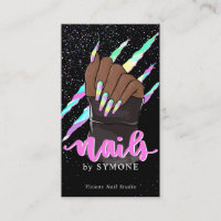 Nail Tech Holographic Claw Slash Nail Shop Logo