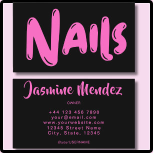 Nail Tech Hot Pink Black Manicurie Salon Business Card