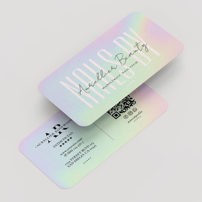 Nail Tech Manicurist Artist Holographic Modern Business Card (Nail Tech Manicurist Artist Holographic Modern Business Card
)