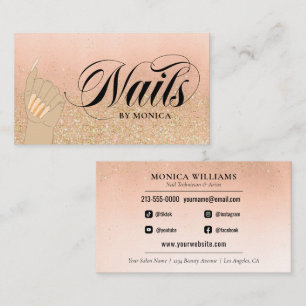 Nail Tech Manicurist Golden Glam Salon Business Card