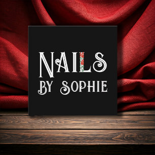 Nail Tech Nail Art Black Square Business Card