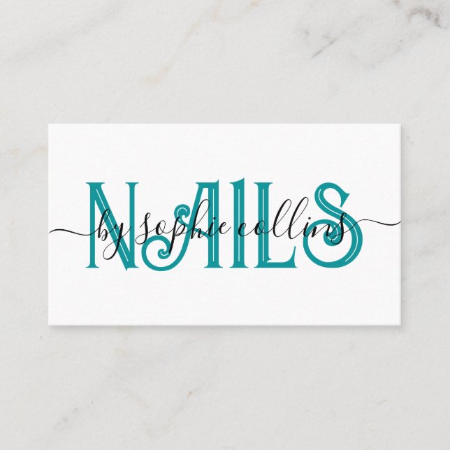 Nail Tech Nail Art Teal  Business Card (Front)