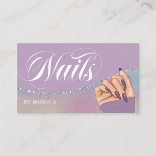 Nail Tech, Nail Salon Purple Elegant Business Card