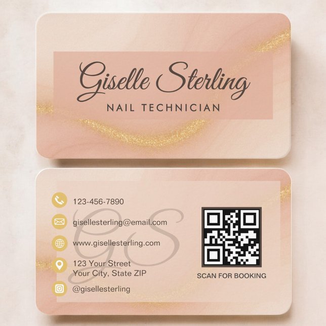 Nail Tech Neutral Terracotta QR Code Business Card (Creator Uploaded)