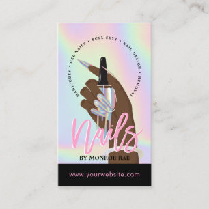 Nail Tech or Stylist Nail Salon Holographic Business Card