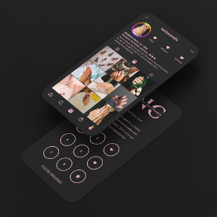 Nail Tech Pink Black Instagram Loyalty Card