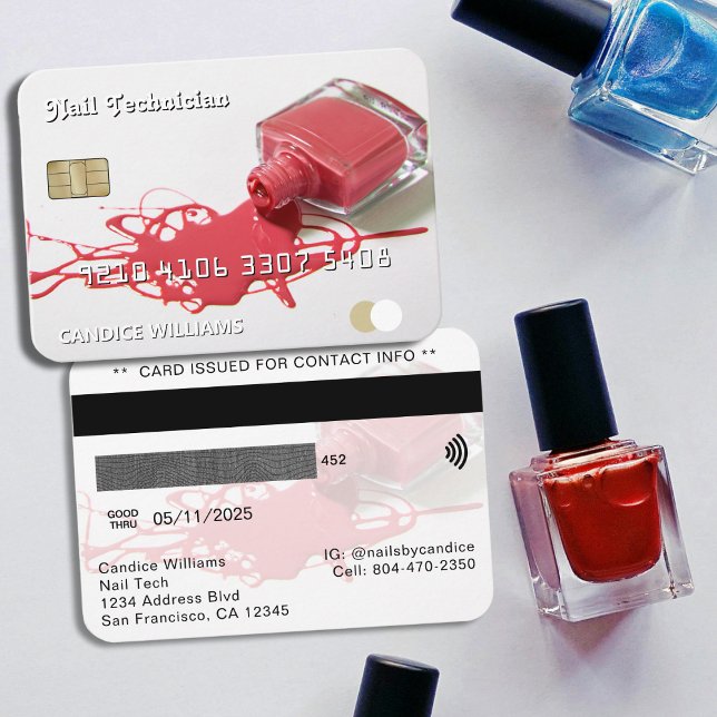 Nail Tech Polish Credit Debit Business Card (Nail Tech Polish Business Card
)