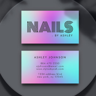 Nail Tech Professional Modern Neon Pink & Blue Business Card