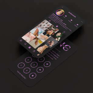 Nail Tech Purple Black Instagram Loyalty  Business Card