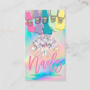 Nail Tech Rainbow Polish Hand Logo Nail Salon  Bus Business Card