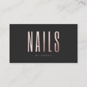 Nail Tech Rose Gold Metallic Typography Business Card