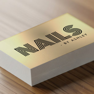 Nail Tech Salon Gold Modern Professional Business Card