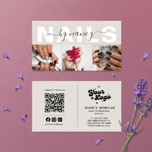 Nail Tech Script Typography 3 Photo QR Code Logo Business Card