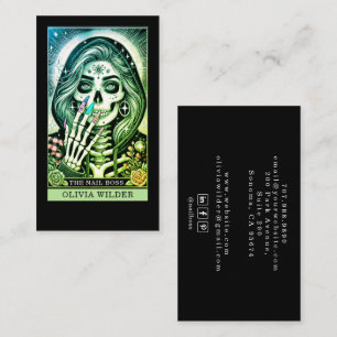 Nail Tech Tarot Card Black Business Card
