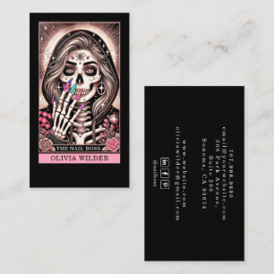 Nail Tech Tarot Card Black Business Card