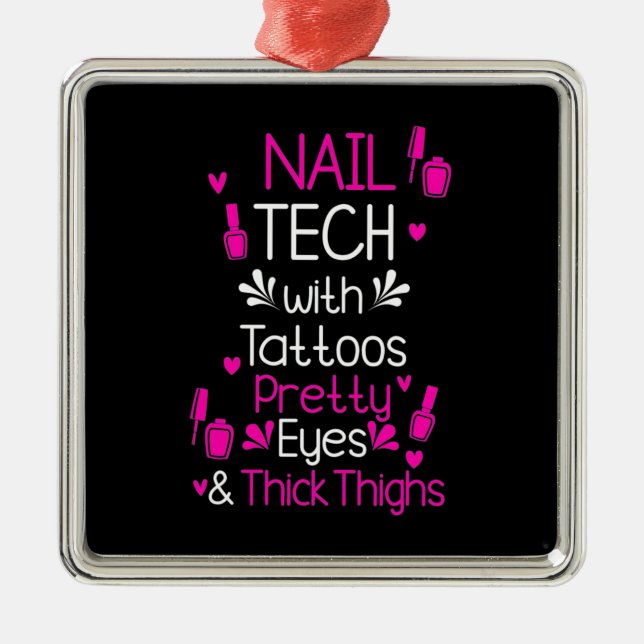 Nail Tech With Tattoos Metal Tree Decoration (Front)