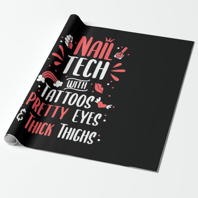 Nail Tech With Tattoos Wrapping Paper (Unrolled)
