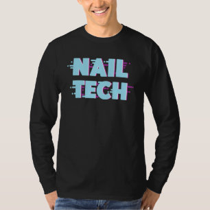 Nail Tech  Work Uniform Nail Polish Glitch Retro T-Shirt