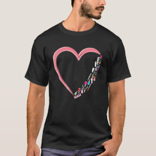 Nail Tech Work Uniform Nail Polish Heart T-Shirt