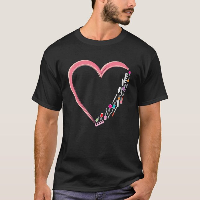 Nail Tech  Work Uniform Nail Polish Heart T-Shirt (Front)