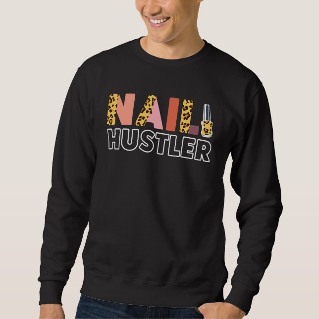Nail Tech  Work Uniform Nail Polish Leopard Cheeta Sweatshirt (Front)
