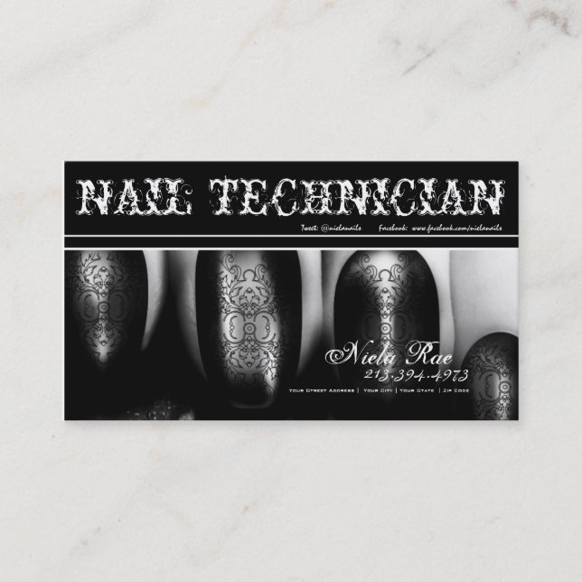 Nail Technician/Artist/Manicurist Business Card(2) Card (Front)
