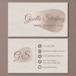 Nail Technician Beige Linen Beauty Business Card