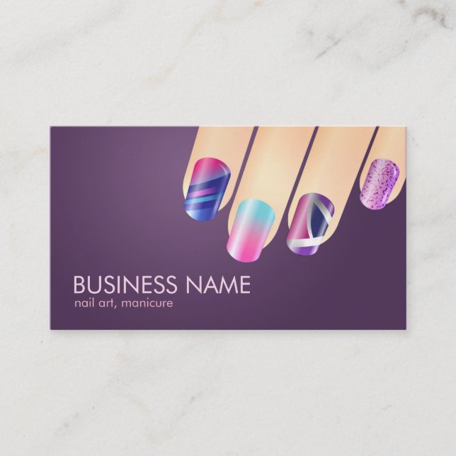 Nail Technician Biz Card Template 2 Sides (Front)