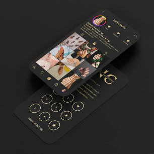 Nail Technician Black Instagram Loyalty Card