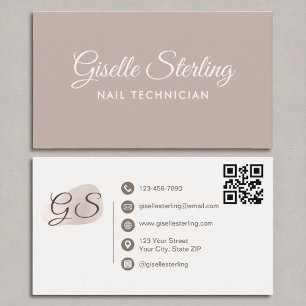 Nail Technician Blush Mauve Modern Elegant QR Code Business Card
