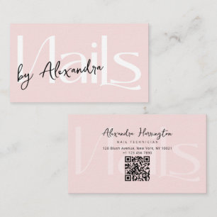 Nail Technician Blush Pink Modern Typography Business Card
