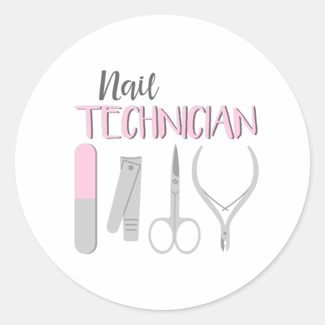 Nail Technician Classic Round Sticker (Front)