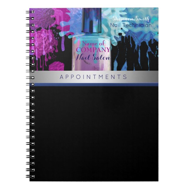 Nail Technician colourful splatter design Spiral Notebook (Front)