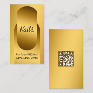 Nail Technician Custom QR Golden Business Card