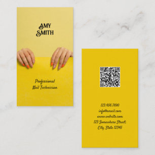 Nail Technician Custom QR Vertical Business Card