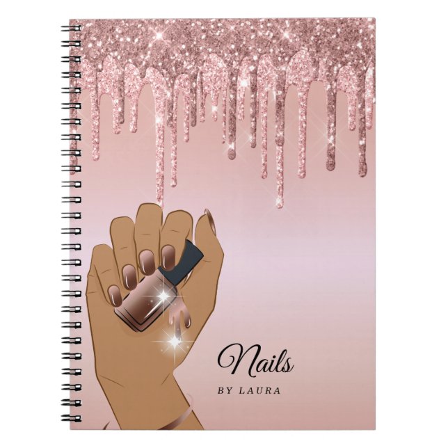 Nail Technician Dripping Glittering Gold Notebook (Front)