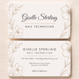 Nail Technician Floral Business Card