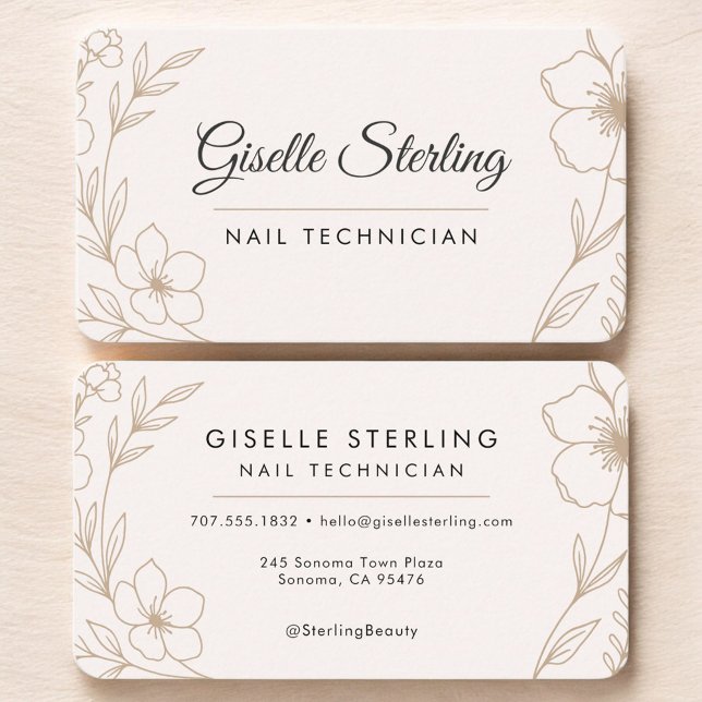 Nail Technician Floral Business Card (Creator Uploaded)